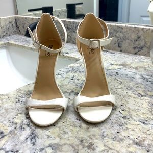 White Ankle Strap Heels